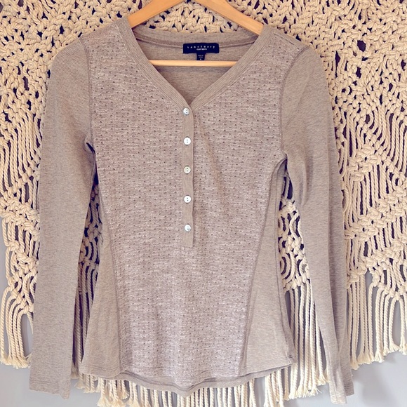 Sanctuary Tops Anthropologie Sanctuary Clothing Fitted Tan Henley